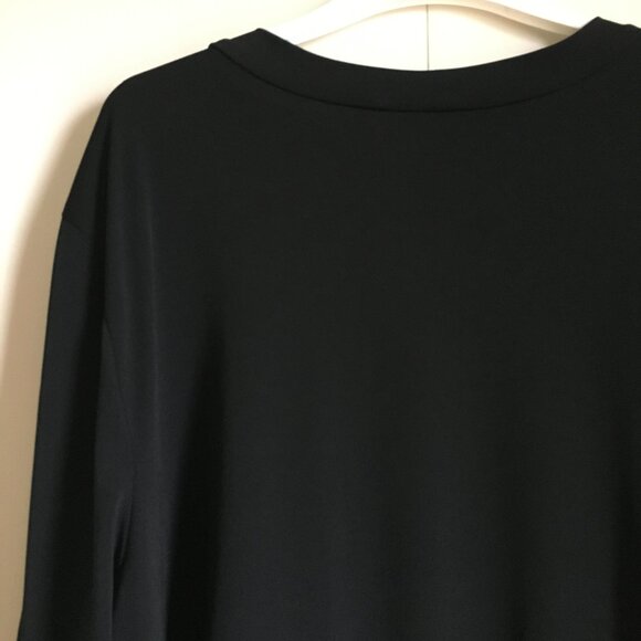 Vintage Canadian Made Penningtons Black 3/4 Sleeve Front Tie Top - Picture 8 of 16
